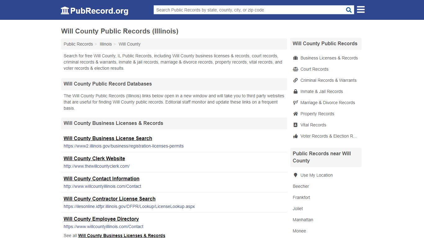 Free Will County Public Records (Illinois Public Records) - PubRecord.org